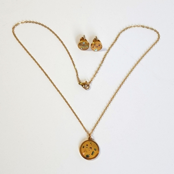 18K Gold Plated Necklace Earrings Set - Picture 6 of 10